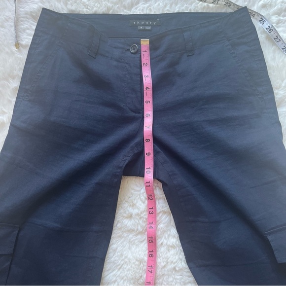 Theory Linen Cargo Pants Navy 8 - Picture 10 of 12